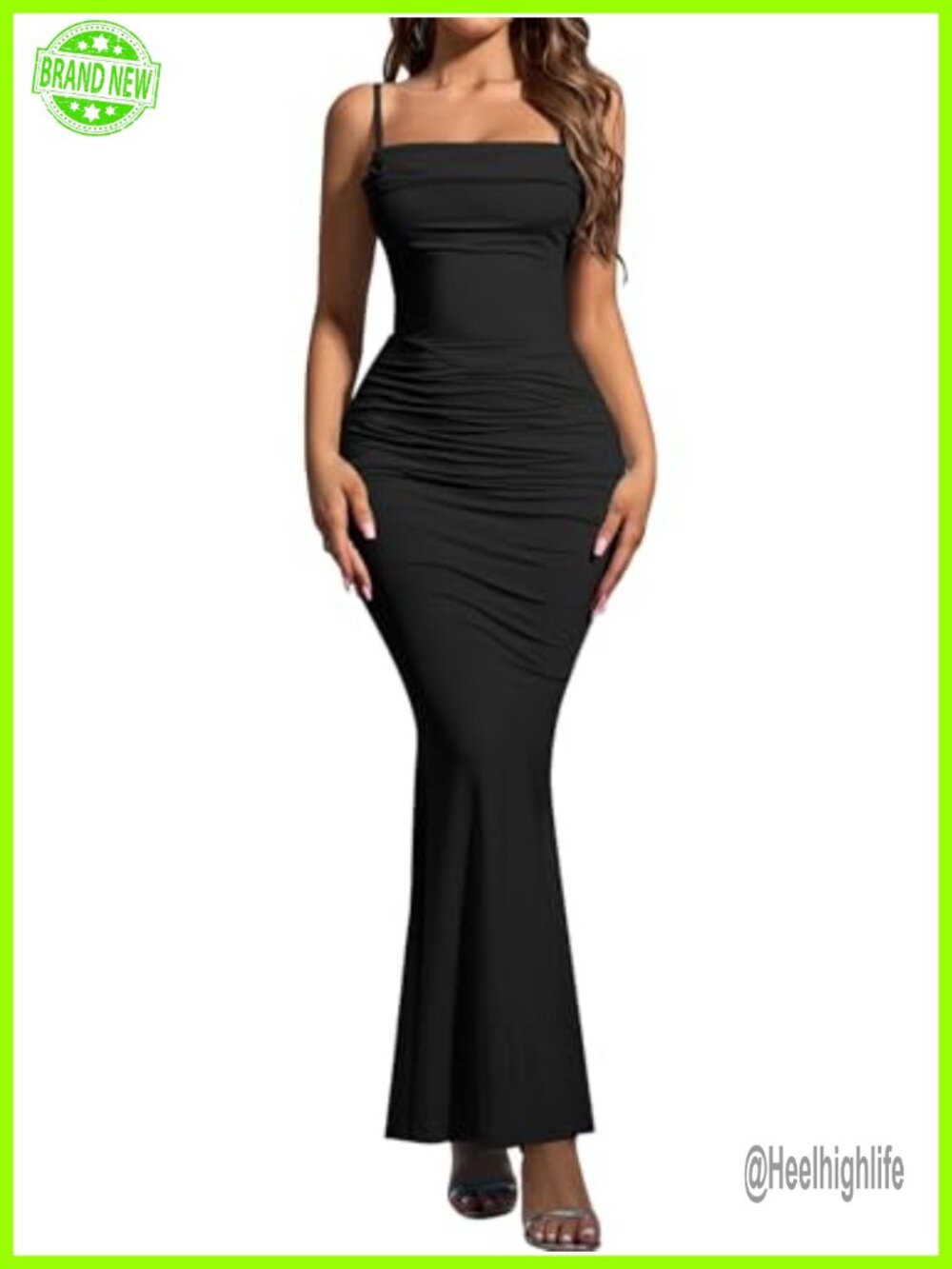 Bodycon Maxi Dress Spaghetti Strap Sleeveless Mermaid Wedding Guest Formal